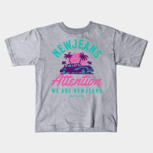 NewJeans attention car retro typography Morcaworks Kids T-Shirt